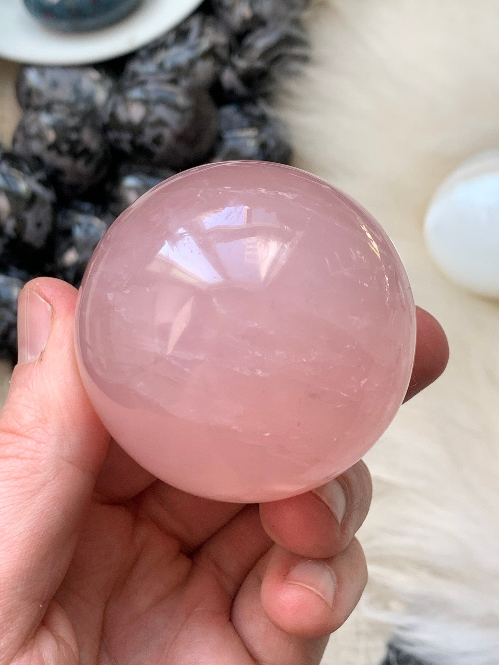 Deep Rose Quartz Sphere, high quality High Quality Dark Pink, Deep Rose Pink